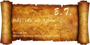 Bölöni Tibor névjegykártya